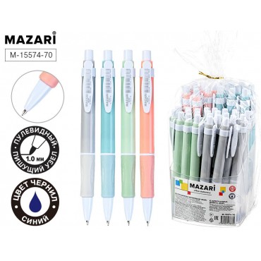 Ручка шар.авт.BALMY, СИНЯЯ, пулев.пиш.узел 1.0мм, корпус пласт.цветной, мягкий грип, стерж108мм, асс