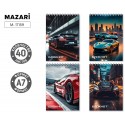 Блокнот А7, 40 л., обложка картон, блок офсет, клетка, на спирали, ассорти 4 дизайна