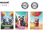 Блокнот А6, 40 л., обложка картон, блок офсет, клетка, на спирали, ассорти 3 дизайна