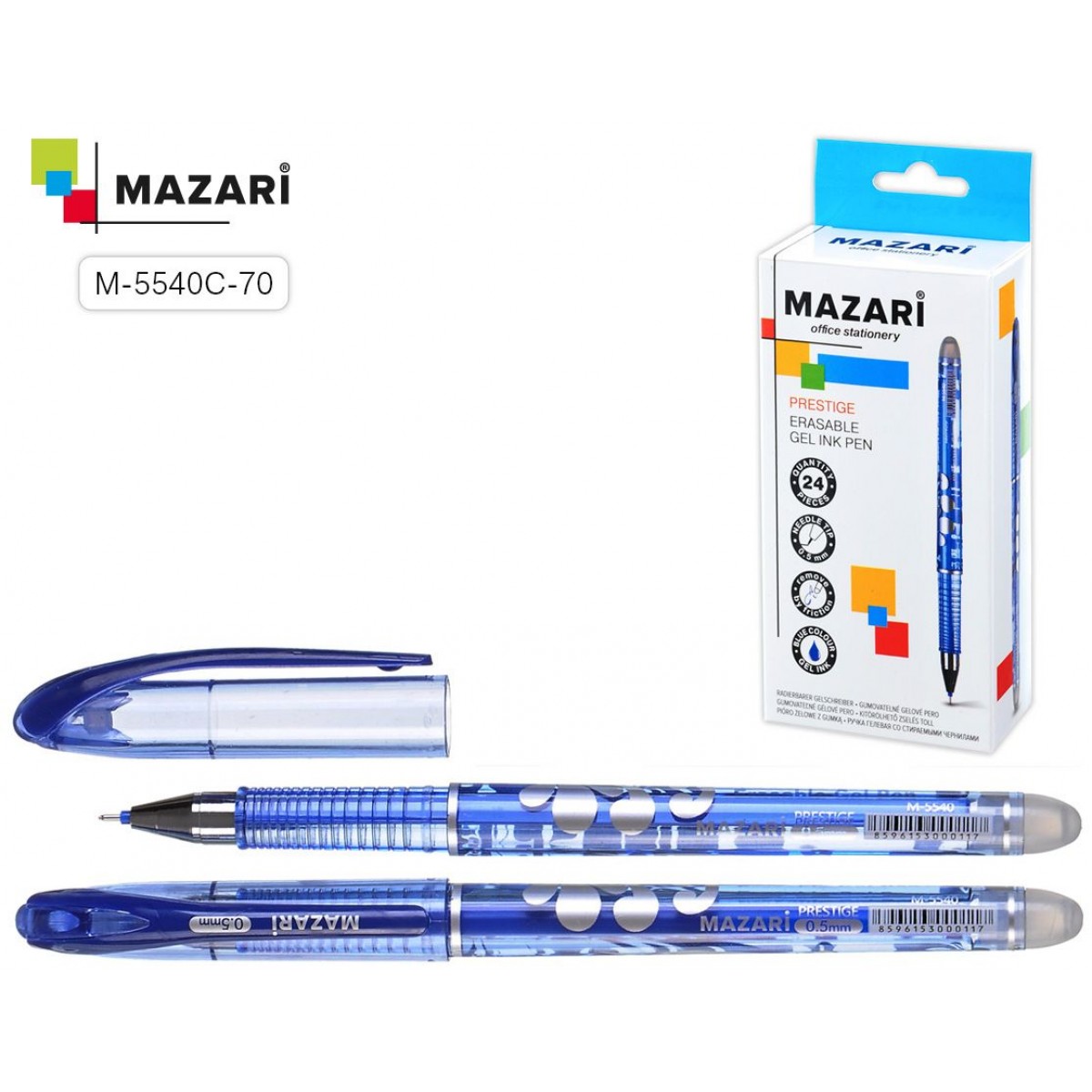 Ручка гелевая со стираем.чернилами PRESTIGE, СИНЯЯ, игольч.пиш.узел 0.5мм, корпус пластик.цветной,