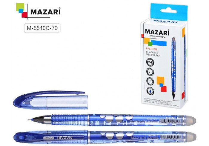 Ручка гелевая со стираем.чернилами PRESTIGE, СИНЯЯ, игольч.пиш.узел 0.5мм, корпус пластик.цветной,