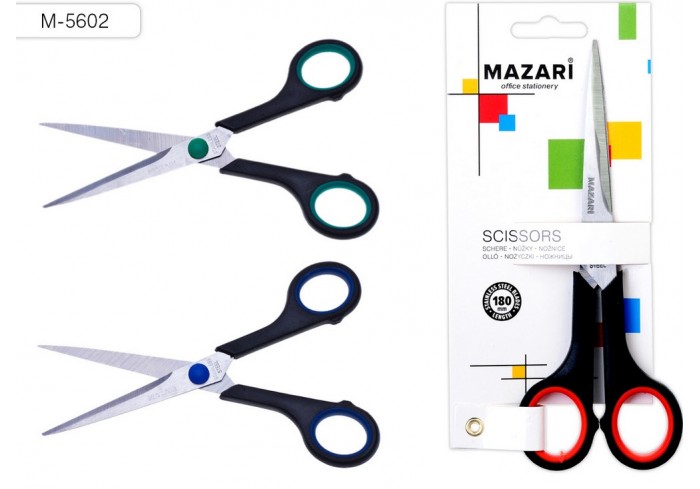 Ножницы офисные BE TOP, 180 мм, лезвия из нержавеющей стали, пластиковые ручки с резиновыми вставкам