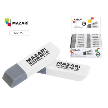 Ластик из синтетического каучука TANDEM, комбинированный бело-серый, прямоугольный, 50х14 мм