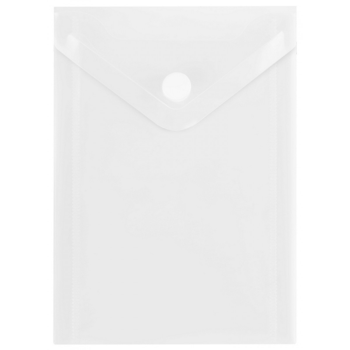 Папка-конверт на кнопке СТАММ А6 (105*148мм), 150мкм, пластик, прозрачная, бесцветная