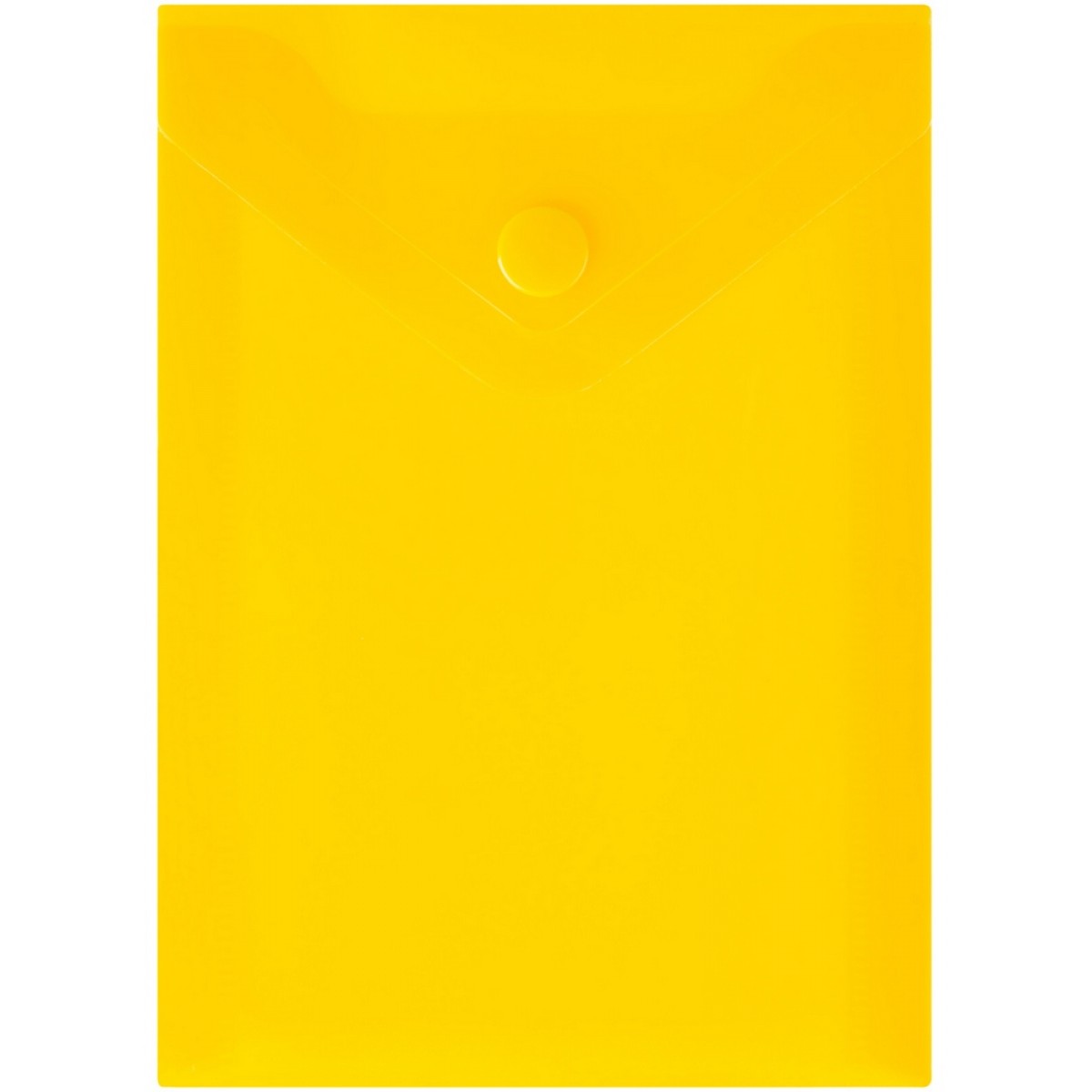 Папка-конверт на кнопке СТАММ А6 (105*148мм), 150мкм, пластик, прозрачная, желтая
