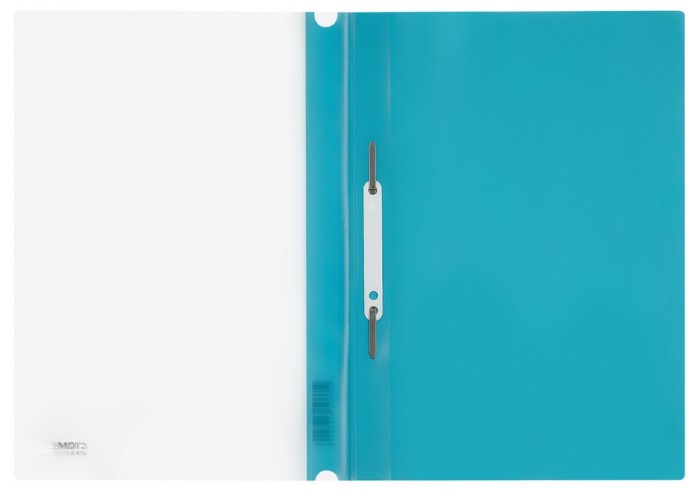 Папка-скоросшиватель пластик. перф. СТАММ А4, 180мкм, бирюзовая с прозр. верхом