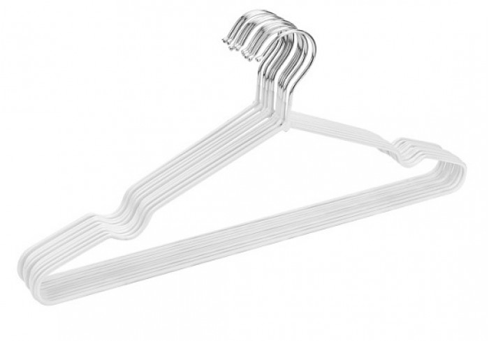 Набор вешалок для одежды,10 шт в наборе, цв.белый, металлические,