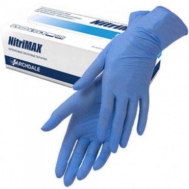 Перчатки нитриловые универсальные NitriMax неопудренные голубые (50пар) L