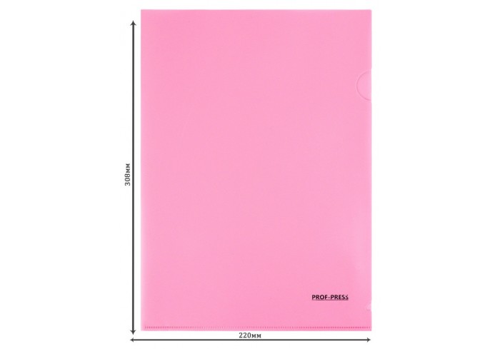 Папка-уголок, А4, 180мкм, розовый