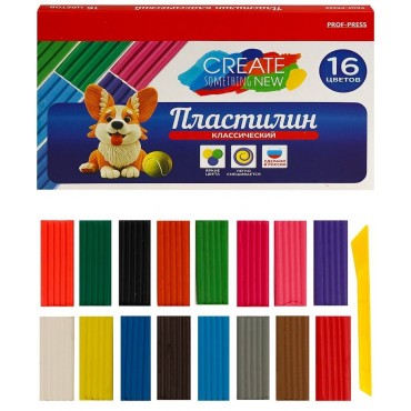 Пластилин классический, 16 цветов, 320г.