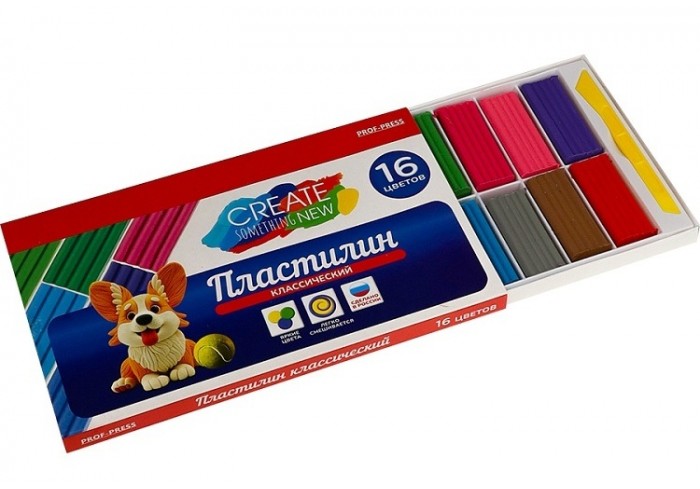 Пластилин классический, 16 цветов, 320г.