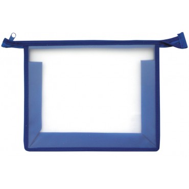 Папка для тетрадей 1 отделение А4 Först, прозрачная/синяя, пластик, на молнии