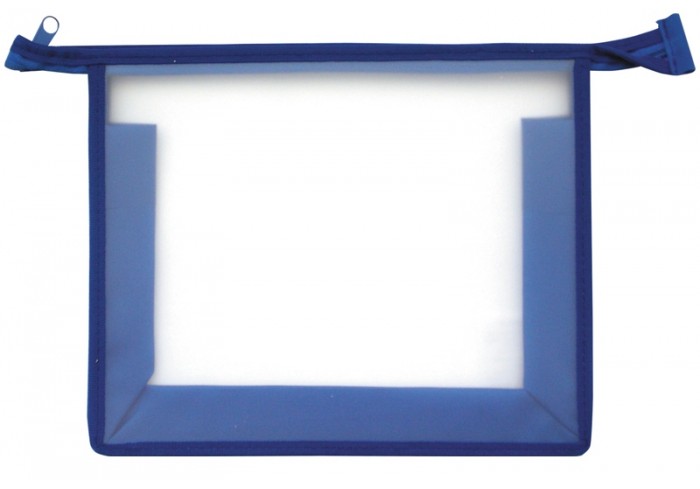 Папка для тетрадей 1 отделение А4 Först, прозрачная/синяя, пластик, на молнии