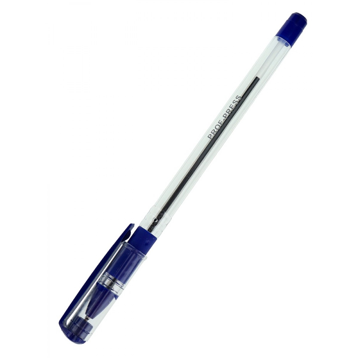 Ручка шариковая игольчатая масляная , CURSIVE, СИНЯЯ, рез грип, полупрозр кор, 142мм