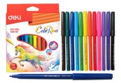 Фломастеры  12 цветов ColoRun, Deli, чернила смываемые, яркие цвета
