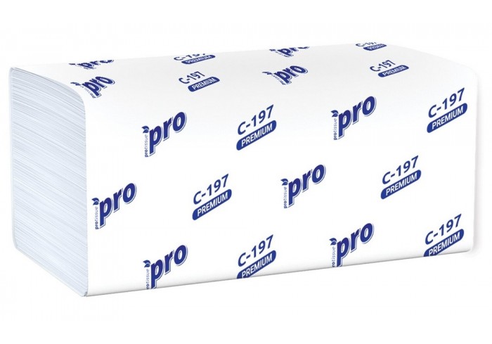 Полотенца бумажные 200шт, PROtissue (H3) PREMIUM, 2-слойн, белые, 22х21см, V-сложение, ЦЕНА ЗА 1шт.