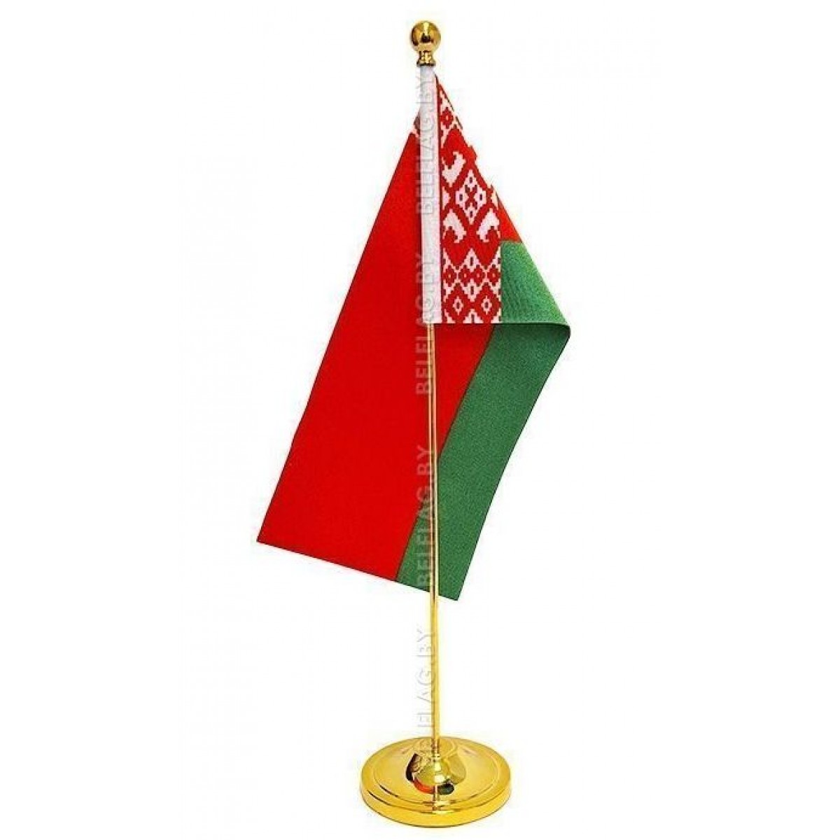 Флаг Республики Беларусь атласный на пластиковой подставке размер 12*24, СТБ 9141-2008