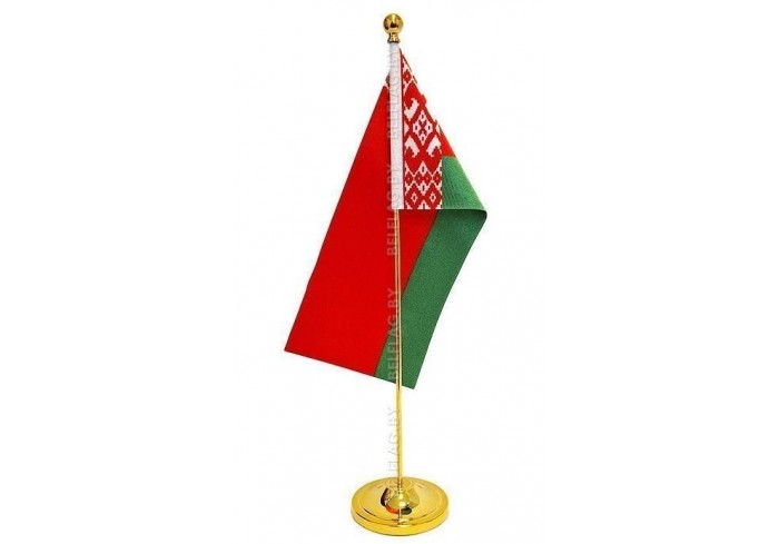 Флаг Республики Беларусь атласный на пластиковой подставке размер 12*24, СТБ 9141-2008