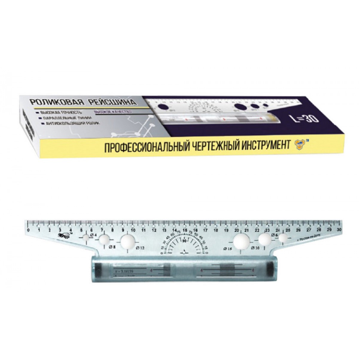 Рейсшина 30 см, ПЧЕЛКА, металлический ролик,