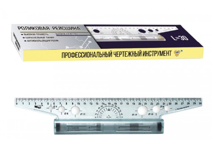 Рейсшина 30 см, ПЧЕЛКА, металлический ролик,
