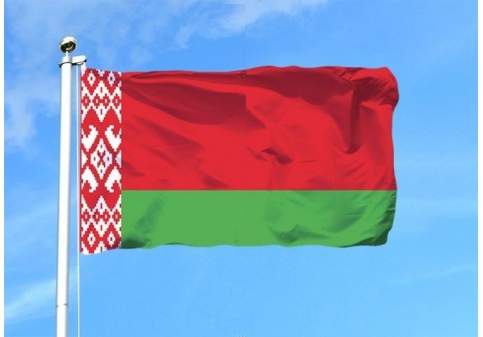 Флаг РБ 75*150см, полиэстер, карман, завязки сверху/снизу
