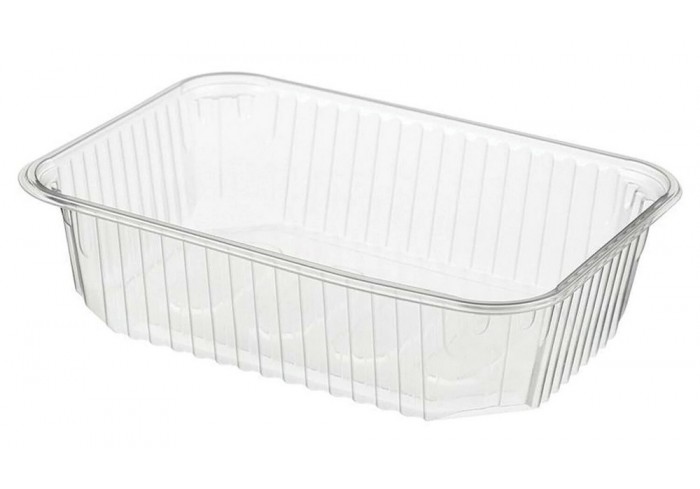 Одноразовый контейнер 750 мл, КОМПЛЕКТ 100 шт., БЕЗ КРЫШКИ, 186х132 мм, прозрачные, ПП, ЮПЛАСТ,